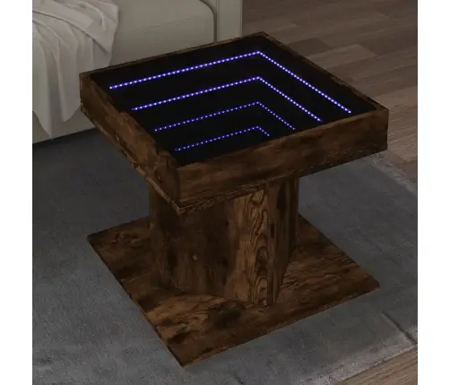 Kafijas Galdiņš Ar Led, Ozola, 50X50X45 Cm, Inženierijas Koks Vidaxl