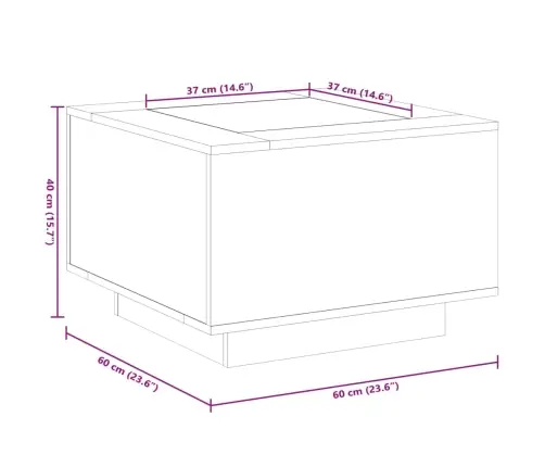 Kafijas Galdiņš Ar Led, Balts, 60X60X40 Cm, Inženierijas Koks Vidaxl