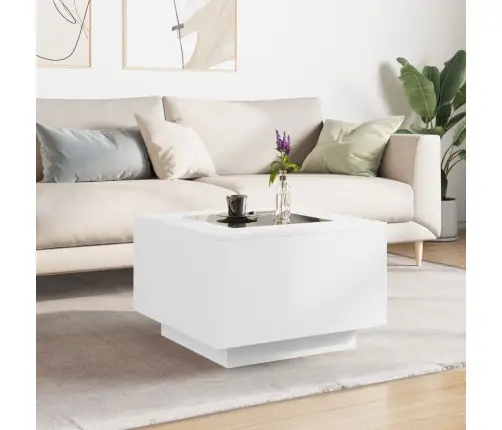 Kafijas Galdiņš Ar Led, Balts, 60X60X40 Cm, Inženierijas Koks Vidaxl