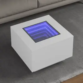 Kafijas Galdiņš Ar Led, Balts, 60X60X40 Cm, Inženierijas Koks Vidaxl