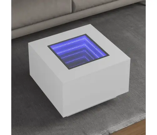 Kafijas Galdiņš Ar Led, Balts, 60X60X40 Cm, Inženierijas Koks Vidaxl