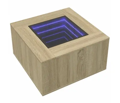 Kafijas Galdiņš Ar Led, Ozola, 60X60X40 Cm, Inženierijas Koks Vidaxl