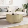 Kafijas Galdiņš Ar Led, Ozola, 60X60X40 Cm, Inženierijas Koks Vidaxl