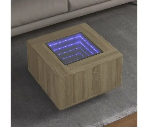 Kafijas Galdiņš Ar Led, Ozola, 60X60X40 Cm, Inženierijas Koks Vidaxl