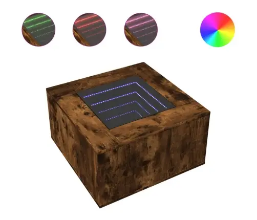 Kafijas Galdiņš Ar Led, Ozola, 60X60X40 Cm, Inženierijas Koks Vidaxl