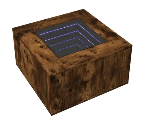 Kafijas Galdiņš Ar Led, Ozola, 60X60X40 Cm, Inženierijas Koks Vidaxl