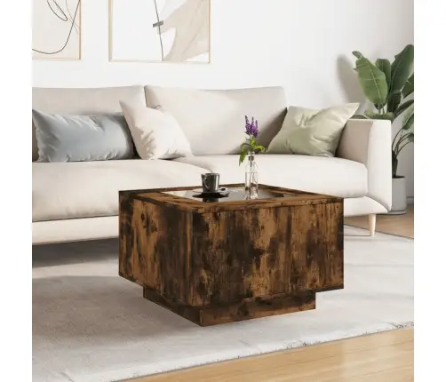 Kafijas Galdiņš Ar Led, Ozola, 60X60X40 Cm, Inženierijas Koks Vidaxl
