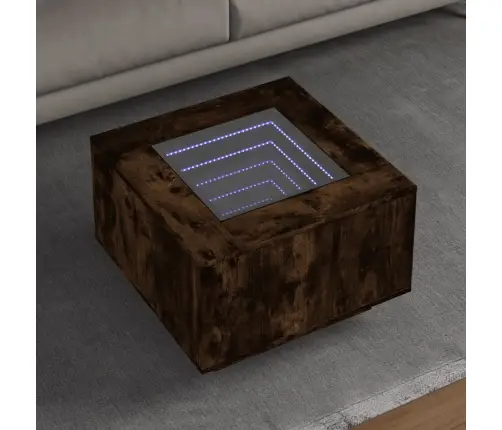 Kafijas Galdiņš Ar Led, Ozola, 60X60X40 Cm, Inženierijas Koks Vidaxl