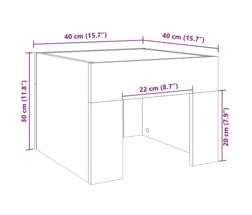 Kafijas Galdiņš Ar Led, Ozola Krāsa, 40X40X30 Cm Vidaxl