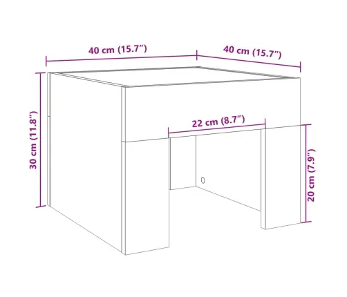 Kohvilaud Led-Tuledega, Pruun Tamm, 40X40X30 Cm
