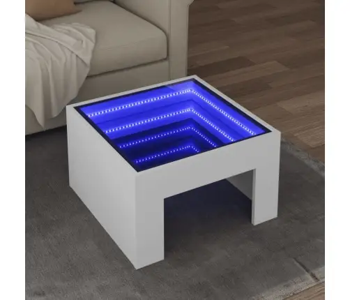 Kafijas Galdiņš Ar Led, Balts, 50X50X30 Cm Vidaxl