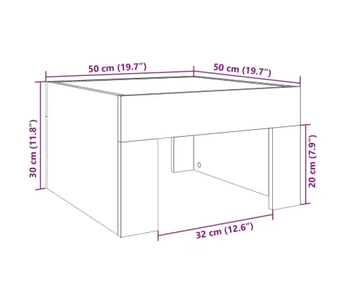Kohvilaud Led-Tuledega, Must, 50X50X30 Cm