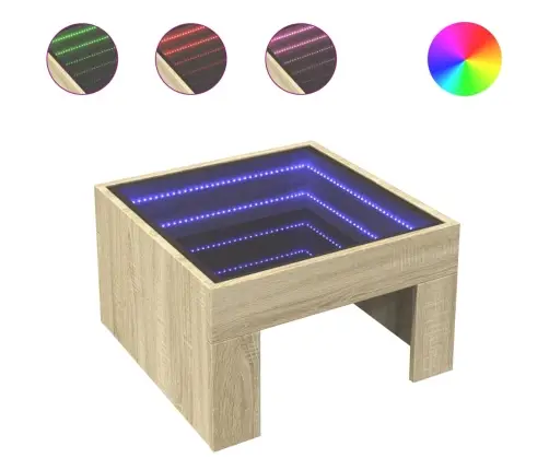 Kafijas Galdiņš Ar Led, Ozola Krāsa, 50X50X30 Cm Vidaxl