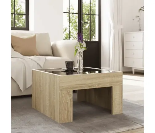 Kafijas Galdiņš Ar Led, Ozola Krāsa, 50X50X30 Cm Vidaxl