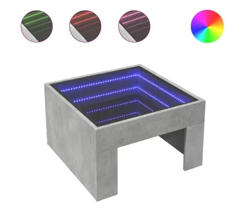 Kafijas Galdiņš Ar Led, Betona Pelēks, 50X50X30 Cm Vidaxl