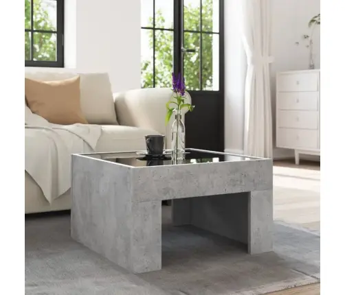 Kafijas Galdiņš Ar Led, Betona Pelēks, 50X50X30 Cm Vidaxl