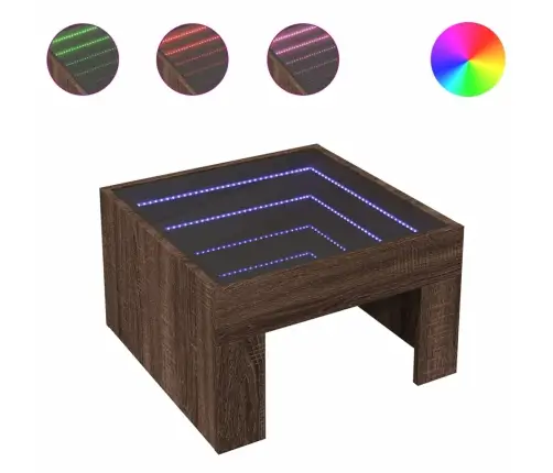 Kafijas Galdiņš Ar Led, Brūna Ozola, 50X50X30 Cm Vidaxl