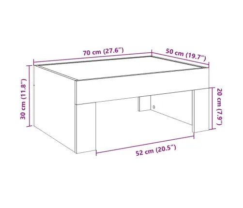 Kafijas Galdiņš Ar Led, Balts, 70X50X30 Cm Vidaxl