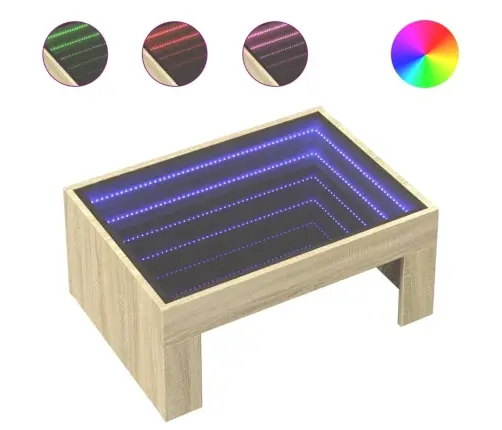 Kavos Staliukas Su Infinity Led Lemputėmis, Ąžuolo, 70X50X30Cm