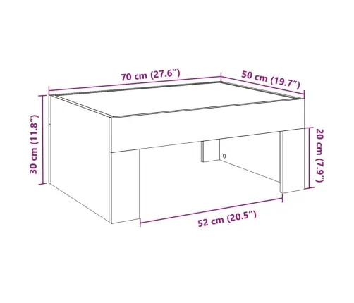 Kavos Staliukas Su Infinity Led Lemputėmis, Ąžuolo, 70X50X30Cm