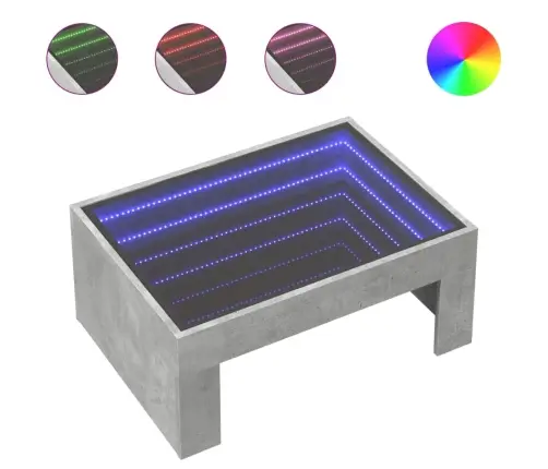 Kafijas Galdiņš Ar Led, Betona Pelēks, 70X50X30 Cm Vidaxl