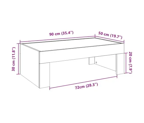 Kafijas Galdiņš Ar Led, Balts, 90X50X30 Cm Vidaxl