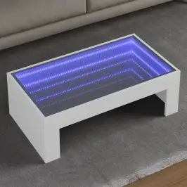 Kafijas Galdiņš Ar Led, Balts, 90X50X30 Cm Vidaxl