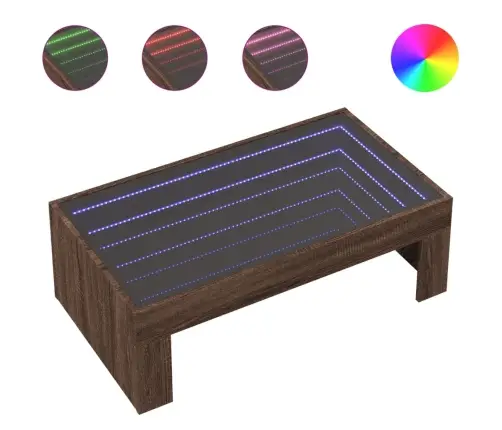 Kafijas Galdiņš Ar Led, Brūna Ozola, 90X50X30 Cm Vidaxl