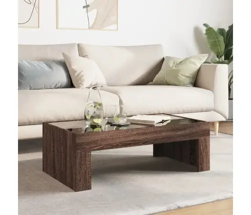 Kafijas Galdiņš Ar Led, Brūna Ozola, 90X50X30 Cm Vidaxl