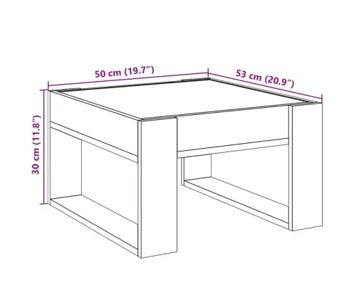 Kafijas Galdiņš Ar Led, Melns, 50X53X30 Cm Vidaxl