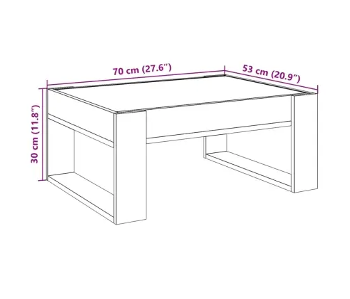 Kafijas Galdiņš Ar Led, Melns, 70X53X30 Cm Vidaxl