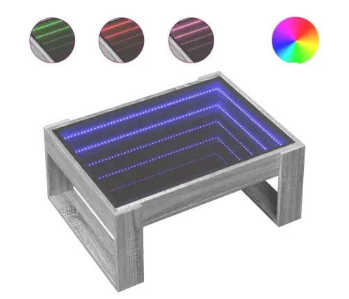 Kavos Staliukas Su Infinity Led Lemputėmis, Pilkas, 70X53X30Cm