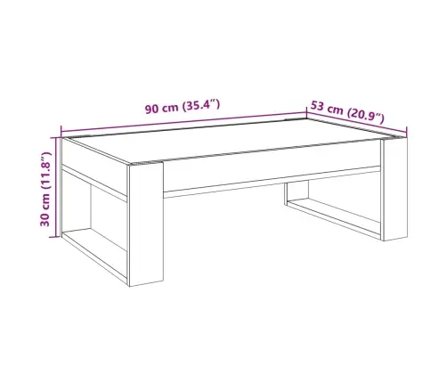 Kafijas Galdiņš Ar Led, Ozola Krāsa, 90X53X30 Cm Vidaxl