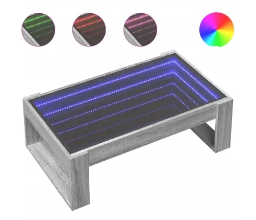 Kafijas Galdiņš Ar Led, Pelēka Ozolkoka Krāsa, 90X53X30 Cm Vidaxl