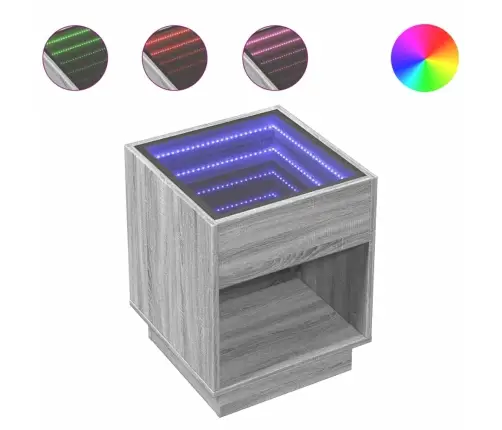 Kafijas Galdiņš Ar Led, Pelēka Ozolkoka Krāsa, 40X40X50 Cm Vidaxl