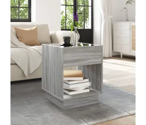 Kafijas Galdiņš Ar Led, Pelēka Ozolkoka Krāsa, 40X40X50 Cm Vidaxl