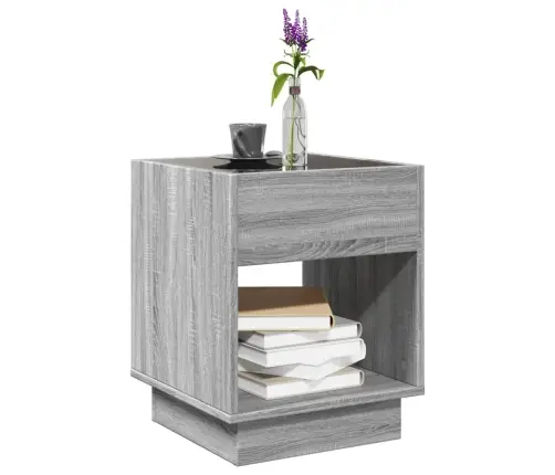 Kafijas Galdiņš Ar Led, Pelēka Ozolkoka Krāsa, 40X40X50 Cm Vidaxl