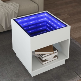 Kafijas Galdiņš Ar Led, Balts, 50X50X50 Cm Vidaxl