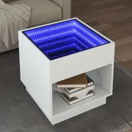 Kafijas Galdiņš Ar Led, Balts, 50X50X50 Cm Vidaxl
