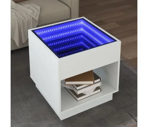 Kafijas Galdiņš Ar Led, Balts, 50X50X50 Cm Vidaxl