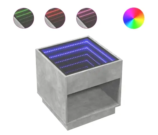 Kohvilaud Led-Tuledega, Betoonhall, 50X50X50 Cm Kohvilaud Led-Tuledega, Betoonhall, 50X50X50 Cm