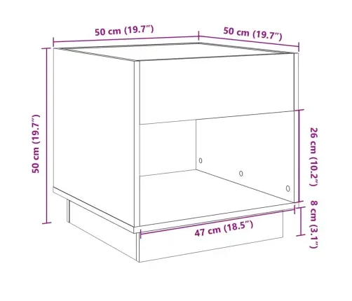 Kohvilaud Led-Tuledega, Betoonhall, 50X50X50 Cm Kohvilaud Led-Tuledega, Betoonhall, 50X50X50 Cm