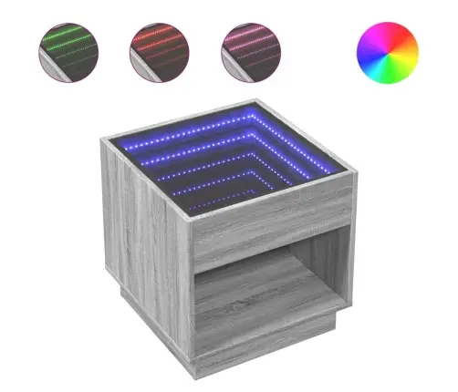 Kavos Staliukas Su Infinity Led Lemputėmis, Pilkas, 50X50X50Cm