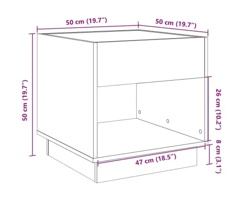Kavos Staliukas Su Infinity Led Lemputėmis, Pilkas, 50X50X50Cm