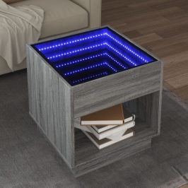 Kafijas Galdiņš Ar Led, Pelēka Ozolkoka Krāsa, 50X50X50 Cm Vidaxl