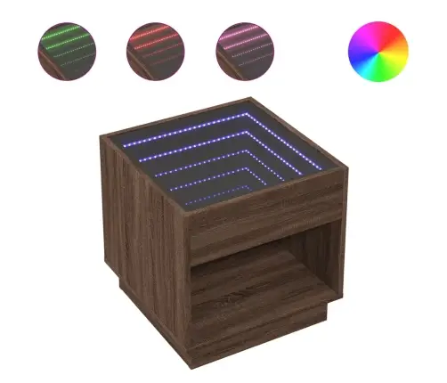 Kavos Staliukas Su Infinity Led Lemputėmis, Rudas, 50X50X50Cm