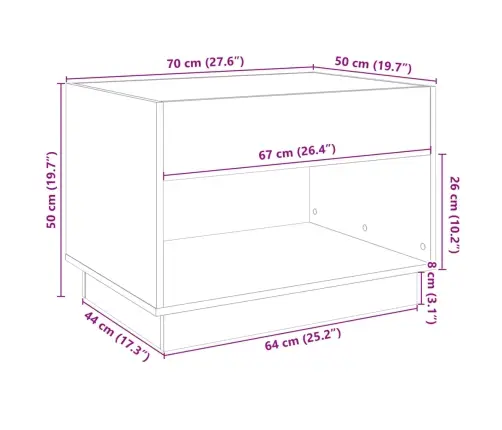 Kohvilaud Led-Tuledega, Betoonhall, 70X50X50 Cm