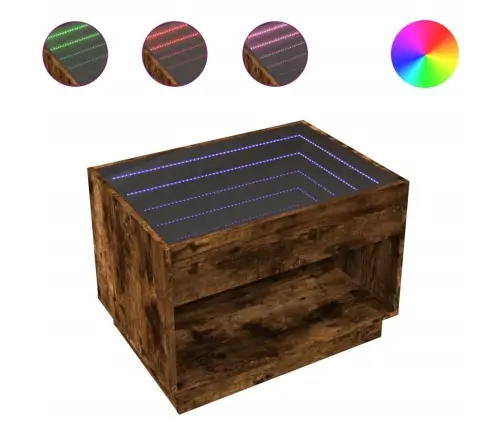 Kavos Staliukas Su Infinity Led Lemputėmis, Dūminis, 70X50X50Cm