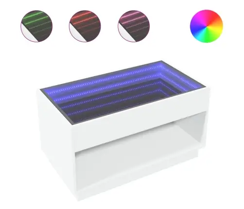 Kafijas Galdiņš Ar Led, Balts, 90X50X50 Cm Vidaxl