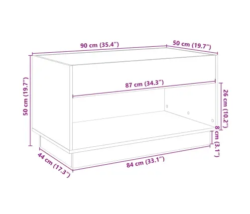 Kafijas Galdiņš Ar Led, Balts, 90X50X50 Cm Vidaxl